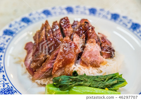 Hong Kong gourmet's classic char chyu rice Hong Kong gourmet's classic char chyu rice 46297707