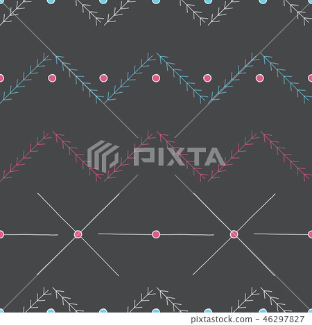 Hand drawn abstract seamless pattern. Geometrical minimalistic background in Scandinavian style Hand drawn abstract seamless pattern. Geometrical minimalistic background in Scandinavian style 46297827