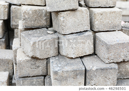 Old used brick block for walk way construction 46298501
