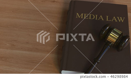 MEDIA LAW book and court gavel. 3D rendering MEDIA LAW book and court gavel. 3D rendering 46298984