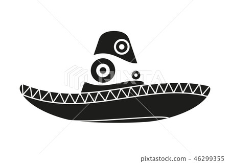 Black and white mexican hat silhouette. 46299355