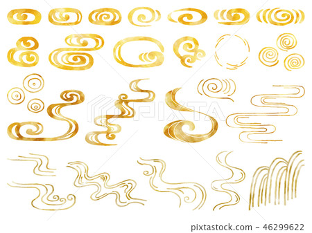 Hand drawn running water watercolor gold 46299622