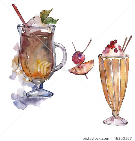 Cocktail drink .Watercolor background illustration set. Watercolour drawing fashion aquarelle Cocktail drink .Watercolor background illustration set. Watercolour drawing fashion aquarelle 46300197