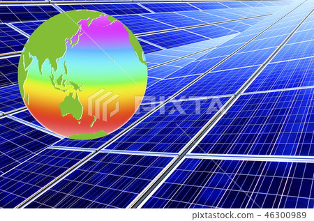Eco Image_Mega Solar,風力發電站和彩虹地球 Eco Image_Mega Solar,風力發電站和彩虹地球 46300989