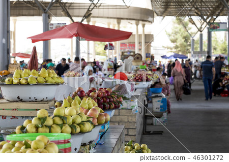 People at local fruit and vegetables bazaar People at local fruit and vegetables bazaar 46301272