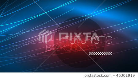 Neon glowing magic background, neon banner, night sky wallpaper. Magic light effect. Christmas 46301919