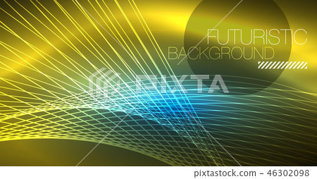 Neon glowing magic background, neon banner, night sky wallpaper. Magic light effect. Christmas 46302098