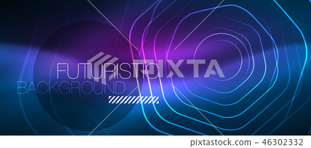 Neon glowing lines, magic energy space blue light concept, abstract background wallpaper design Neon glowing lines, magic energy space blue light concept, abstract background wallpaper design 46302332