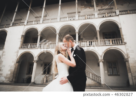 Wedding Couple Bride And Groom Holding Hands Stock Photo