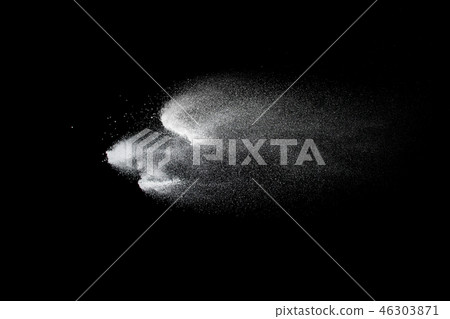 Freeze motion of white dust particles on black. Freeze motion of white dust particles on black. 46303871