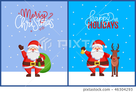 Merry Christmas Greeting Cards with Santa Claus 46304293