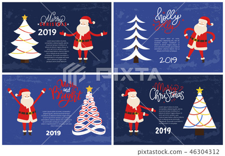 Merry Bright Greeting Card Santa Holding Hands Up Merry Bright Greeting Card Santa Holding Hands Up 46304312