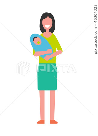Woman Holding Newborn Baby on Hands, Motherhood 46304322