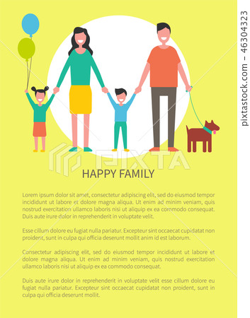 Happy Family Greeting Everyone Poster with Text Happy Family Greeting Everyone Poster with Text 46304323
