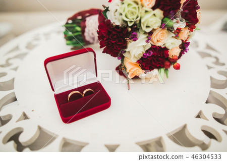 Beautiful wedding bouquet with different flowers, roses Beautiful wedding bouquet with different flowers, roses 46304533