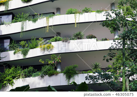 Modern Ecologic Skyscrapers With Much Green Plants Modern Ecologic Skyscrapers With Much Green Plants 46305075