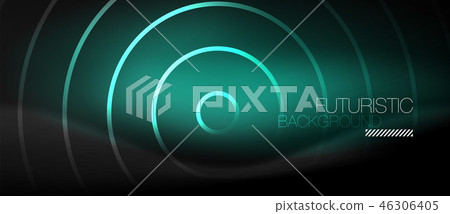 Dark abstract background with glowing neon circles Dark abstract background with glowing neon circles 46306405
