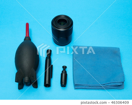 photo lens and cleaning service kit on desk photo lens and cleaning service kit on desk 46306409