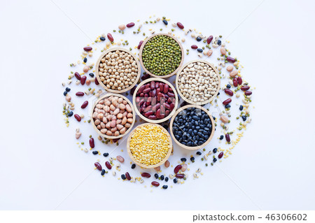 Different legumes isolated on white background. Different legumes isolated on white background. 46306602