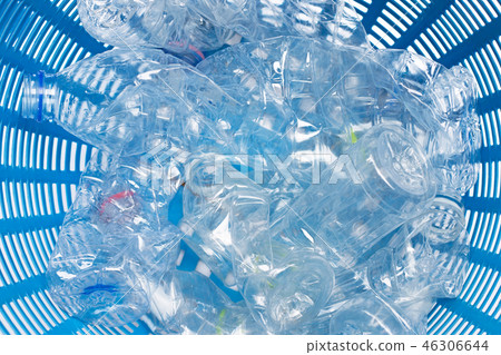 Plastic bottles in waste basket. Plastic bottles in waste basket. 46306644
