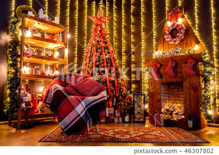 Lovely Christmas decorated room 46307802