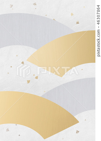 Background Washi Gold Leaf Gold Silver Fan Stock