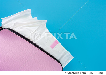 Sanitary napkin in women's pink bag Sanitary napkin in women's pink bag 46308481