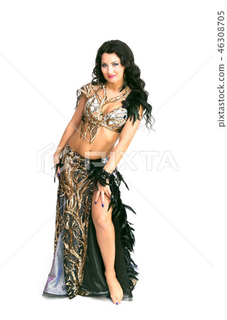 Girl dancer oriental dance. Isolated. 46308705