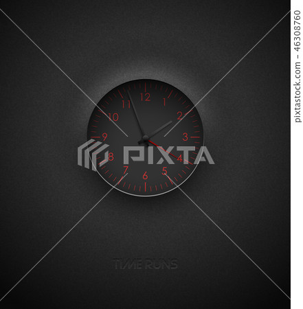 Black clock cut out on textured plastic background - Stock Illustration ...