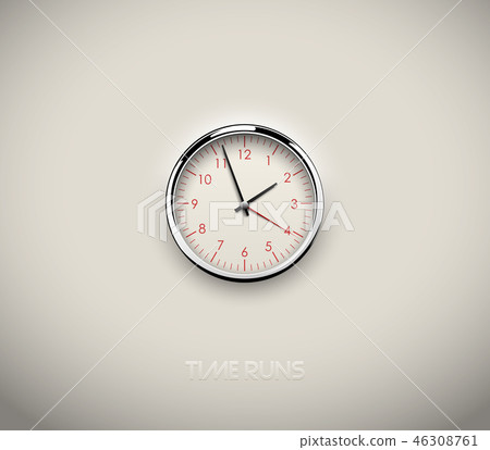 Realistic round clock cut out in white background 46308761