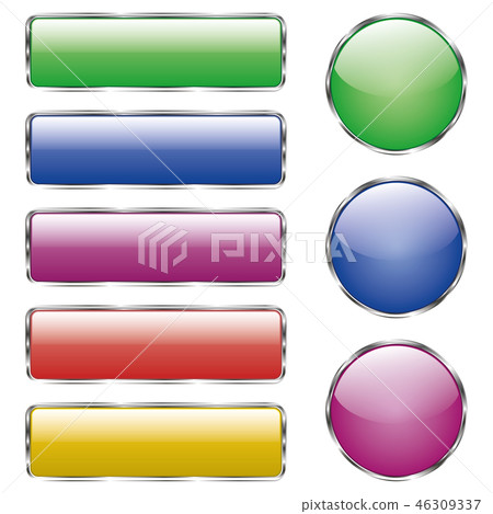 Set of colored shiny web glass button with reflection Set of colored shiny web glass button with reflection 46309337