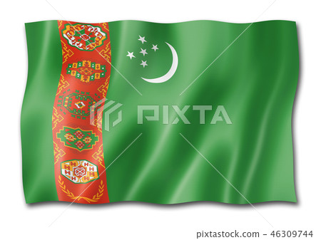 Turkmenistan flag isolated on white Turkmenistan flag isolated on white 46309744