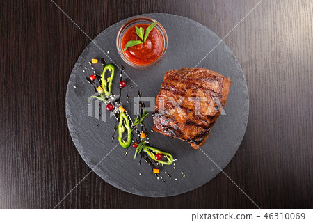 Steak on slate blackboard 46310069
