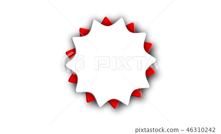 Abstract sticker with two gears on white, 3d rendering computer generated backdrop 46310242