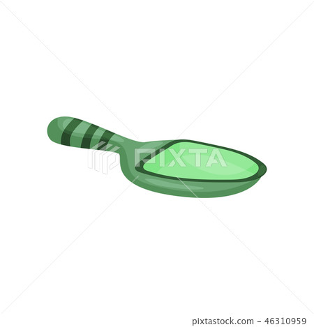 Green ceramic spoon, tea ceremony symbol cartoon vector Illustration 46310959