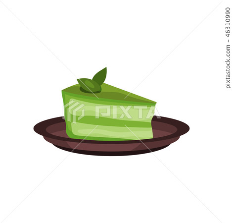 Piece of cake with matcha green tea, element of chinese or japanese tea ceremony cartoon vector Piece of cake with matcha green tea, element of chinese or japanese tea ceremony cartoon vector 46310990