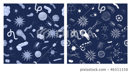 Two seamless patterns with bacteria and viruses. - Stock Illustration ...