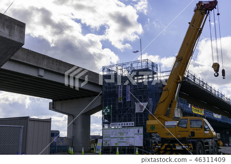 National highway No. 2 Tamashima bypass Funaho viaduct construction National highway No. 2 Tamashima bypass Funaho viaduct construction 46311409