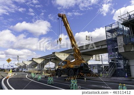 National highway No. 2 Tamashima bypass Funaho viaduct construction National highway No. 2 Tamashima bypass Funaho viaduct construction 46311412