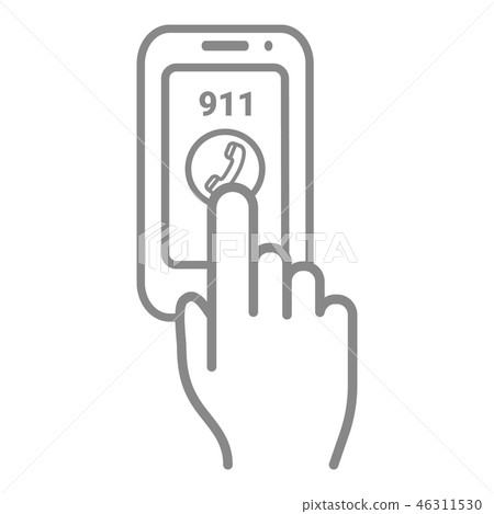 Emergency Call Number 911 On A Touch Screen Isolated On A White Background. Vector Icon Illustration 46311530