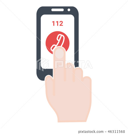 Emergency Concept Emergency Call On The Screen Of Phone. Isolated On A White Background. Vector Icon 46311568