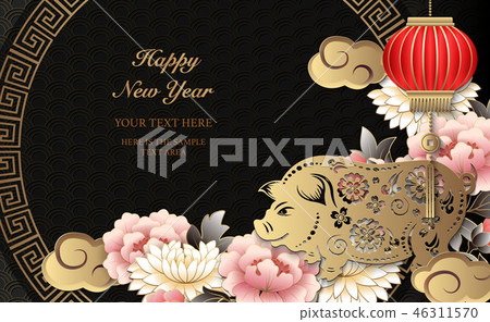Happy Chinese new year relief pattern template 46311570