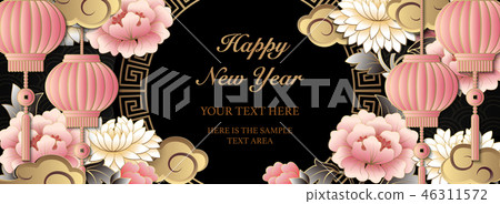 Happy Chinese new year relief pattern template 46311572