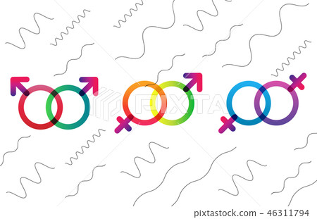 Valentine greeting card with gender symbols in 46311794