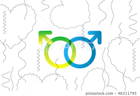 Valentine greeting card with gender symbols in 46311795