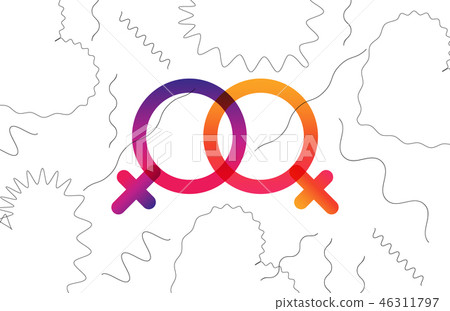 Valentine greeting card with gender symbols in 46311797