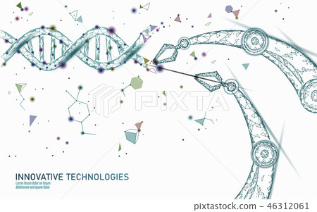 DNA 3D structure editing medicine concept. Low poly polygonal triangle gene therapy cure genetic DNA 3D structure editing medicine concept. Low poly polygonal triangle gene therapy cure genetic 46312061