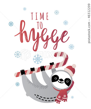 Cute vector sloth bear animal with a cup of coffee 46312209