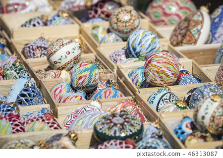 Christmas decorations at market in Uzbekistan. Christmas decorations at market in Uzbekistan. 46313087