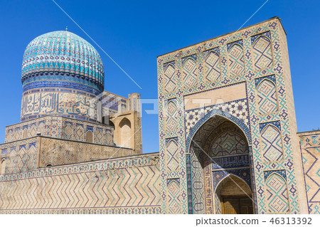 Detail of blue mosaic at Bibi-Khanym Mosque,Samark Detail of blue mosaic at Bibi-Khanym Mosque,Samark 46313392